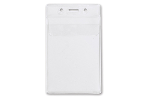 Clear Vinyl Vertical Badge Holder with Fold-Over Flap, 2.63" x 3.7"  1840-5150 - 100 Pack
